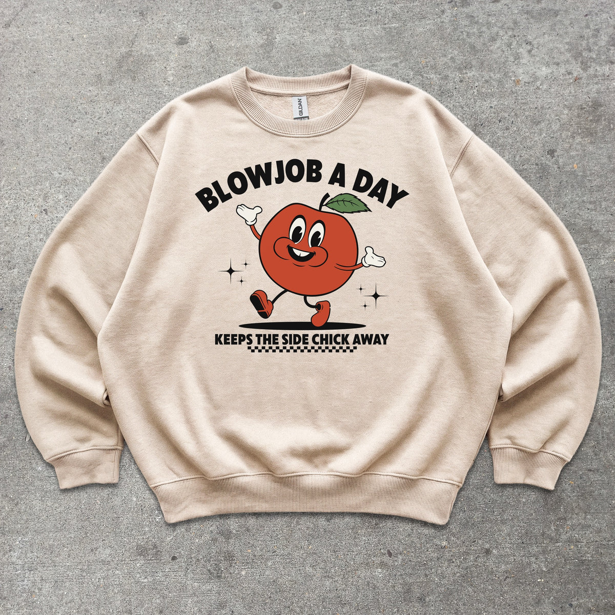 Blowjob A Day Crewneck sweatshirt in Sand