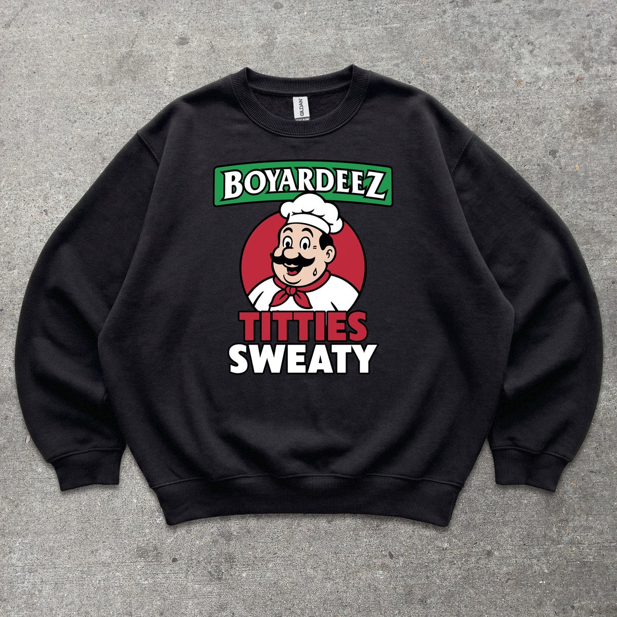 Boyardeez Titties Sweaty Crewneck sweatshirt in Black