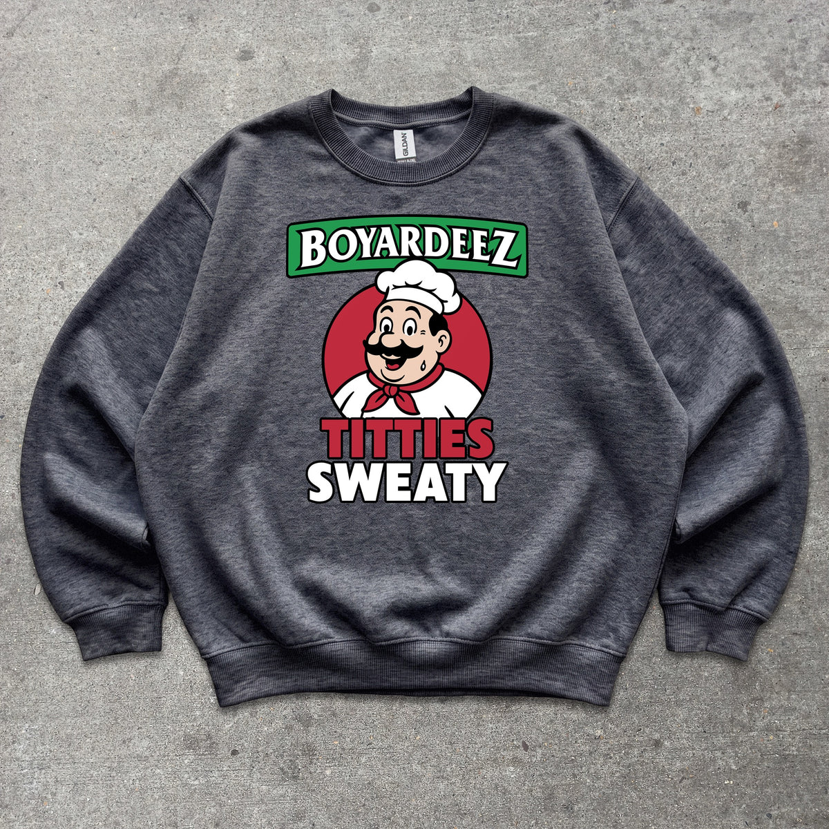Boyardeez Titties Sweaty Crewneck sweatshirt in Dark Heather