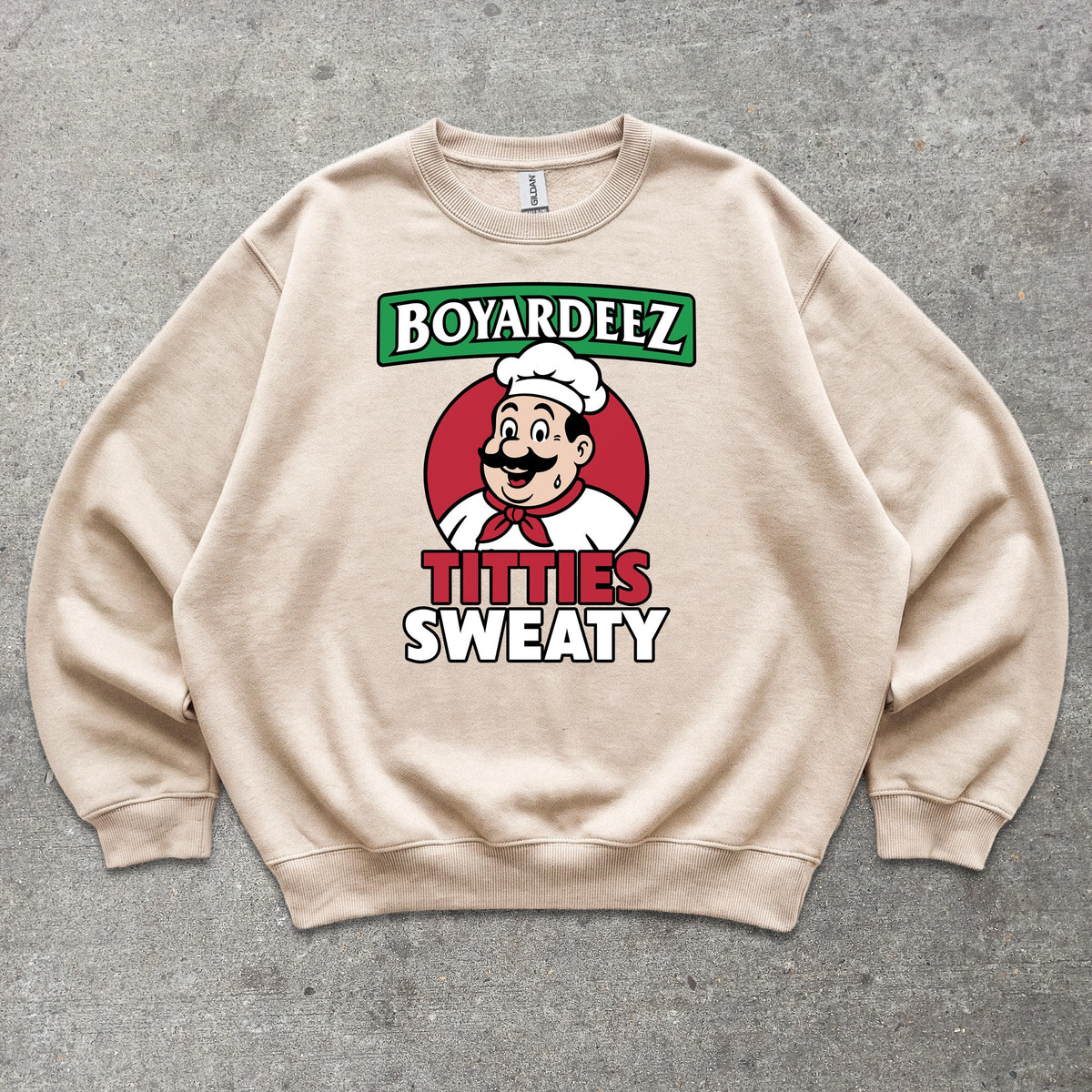 Boyardeez Titties Sweaty Crewneck sweatshirt in Sand