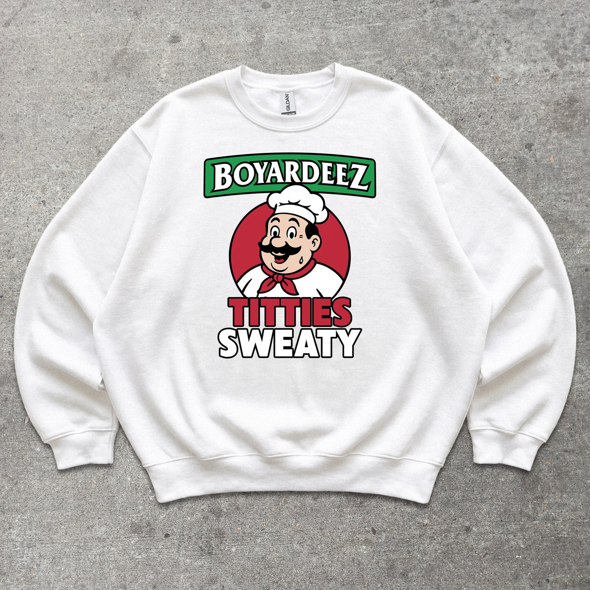 Boyardeez Titties Sweaty Crewneck sweatshirt in White