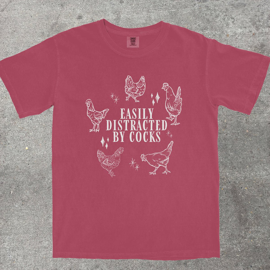 EASILY DISTRACTED BY C0CKS - TeeHeeUSCo - T-Shirt