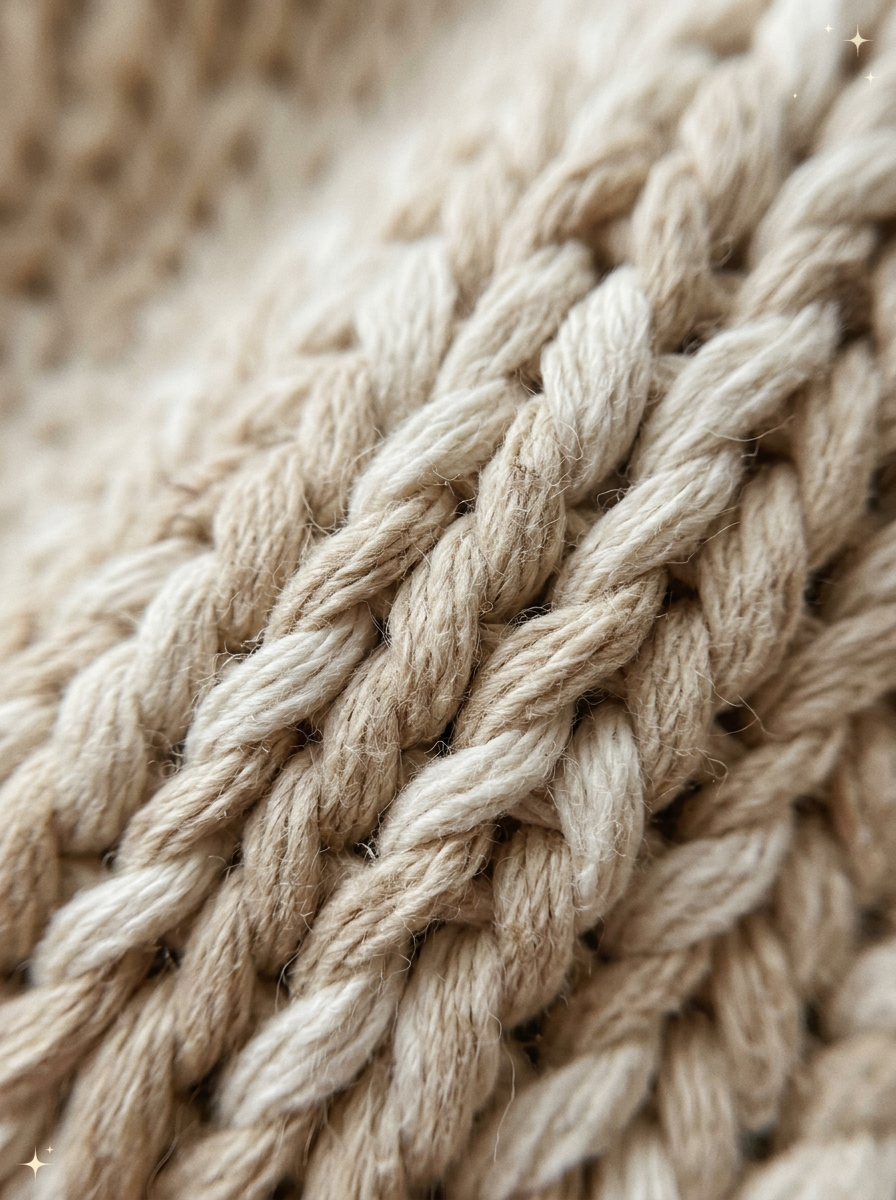 Close-up of beige knitted fabric texture