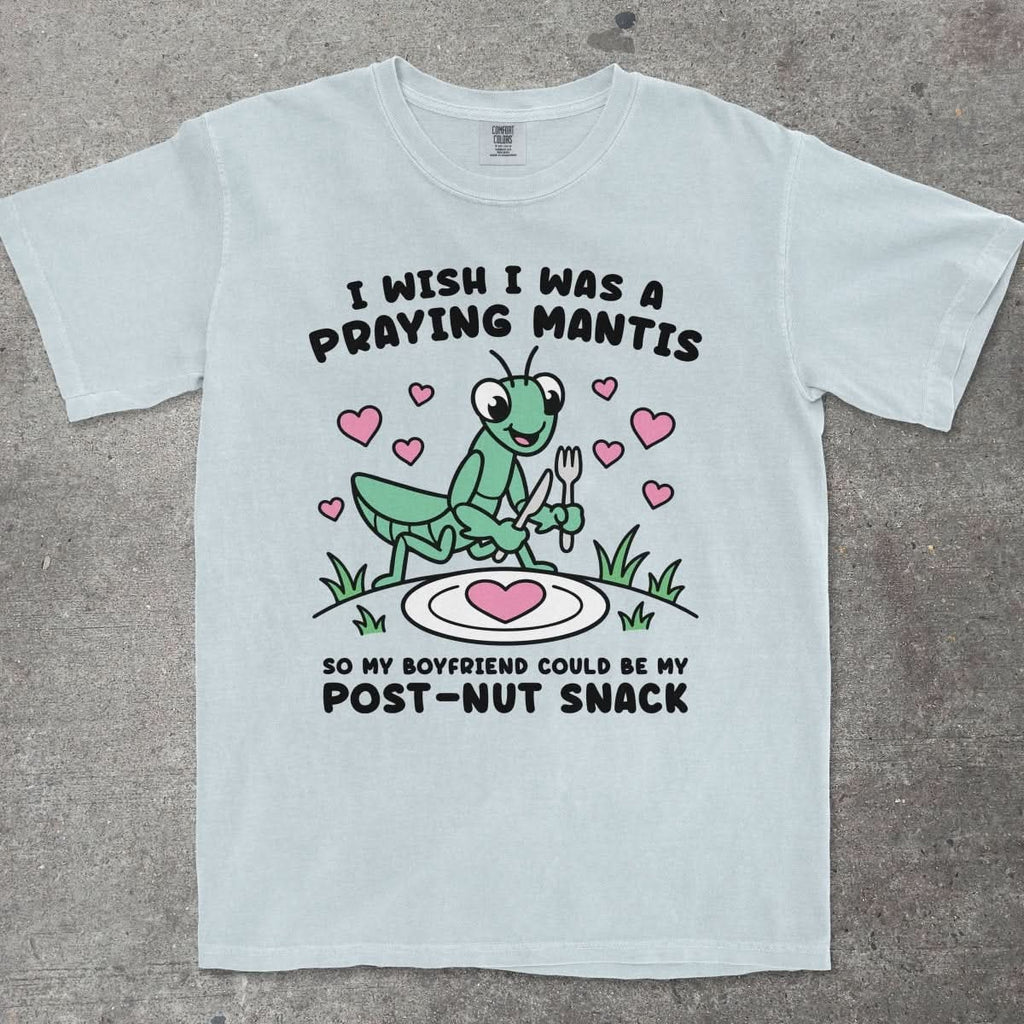 I WISH I WAS A PRAYING MANTIS SO MY BOYFRIEND COULD BE MY POST - NUT SNACK - TeeHeeUSCo - T-Shirt