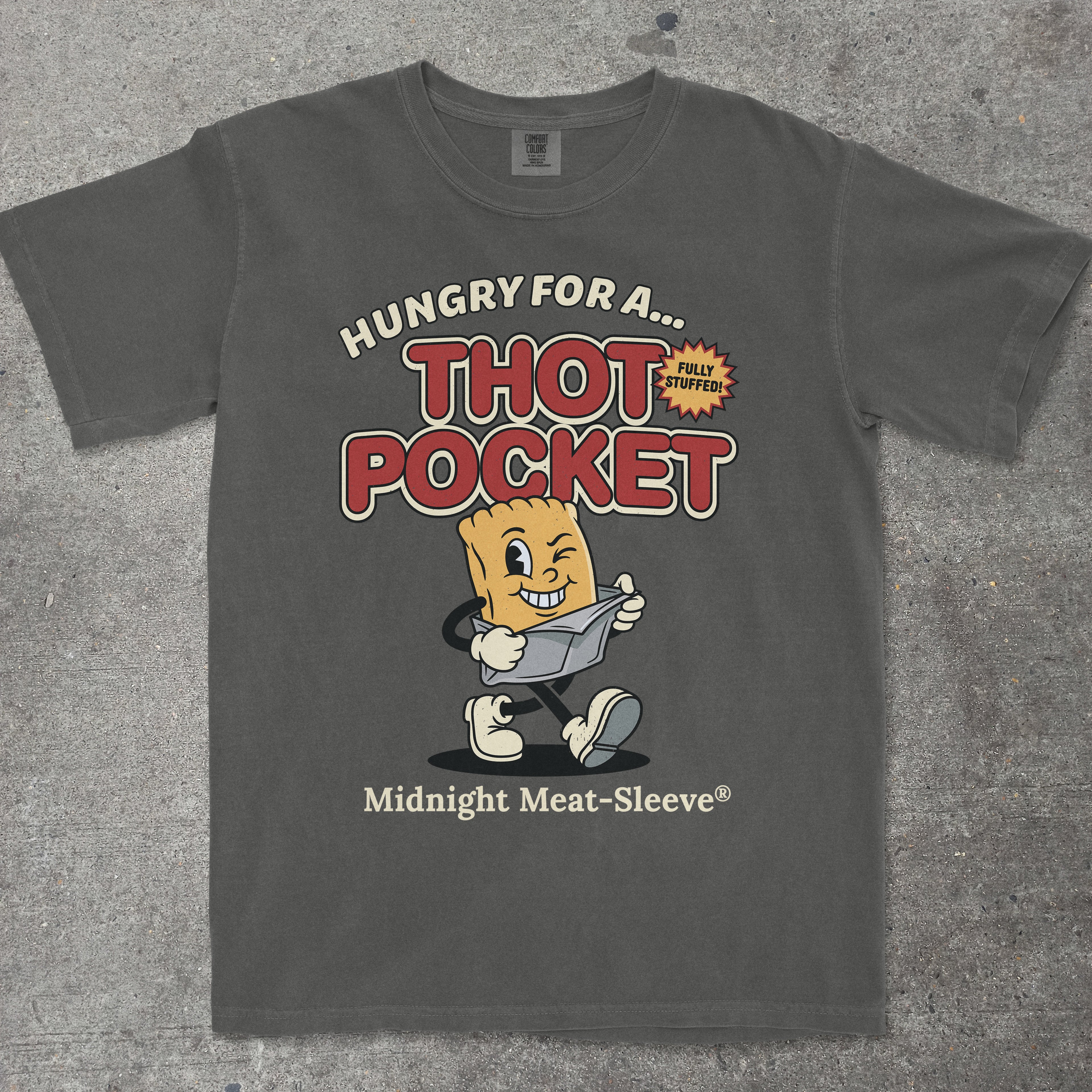 TeeHeeUSCo THOT POCKET Grey flat lay graphic tee