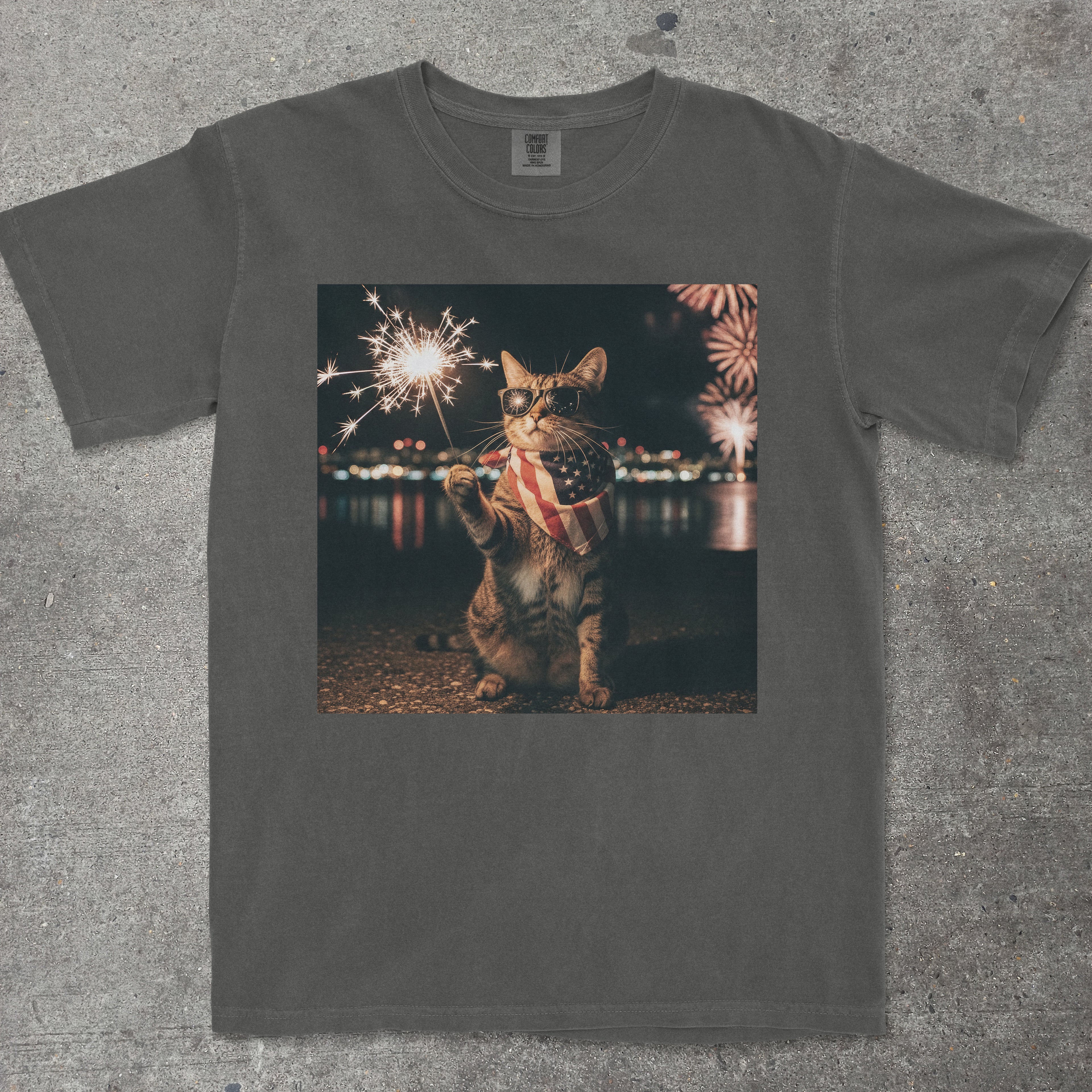 CAT SPARKLER 4TH OF JULY SHIRT