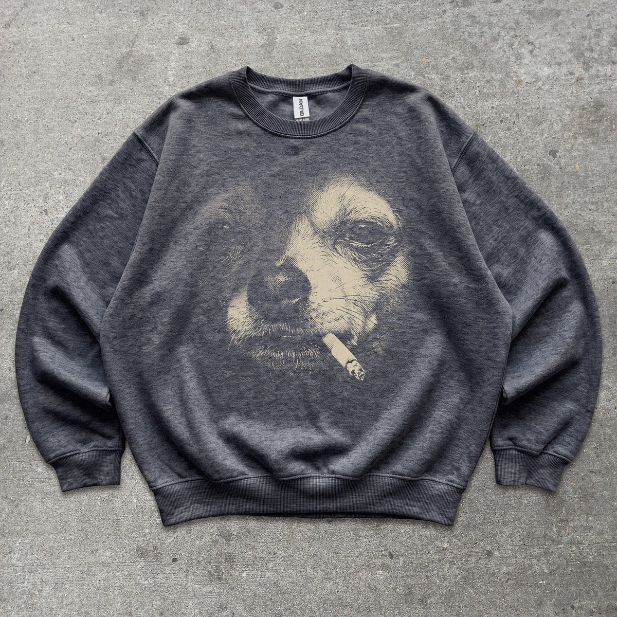 Smoking Chihuahua Face Crewneck sweatshirt in Dark Heather