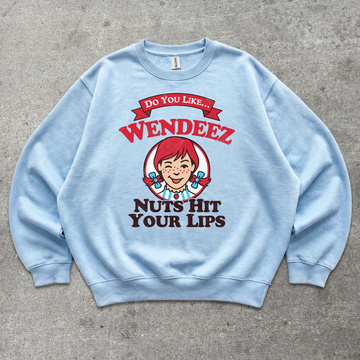 Wendeez Nuts Hit Your Lips Crewneck sweatshirt in Light Blue
