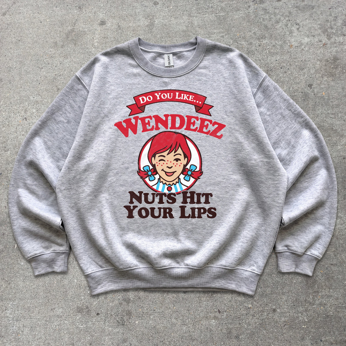 Wendeez Nuts Hit Your Lips Crewneck sweatshirt in Sport Grey