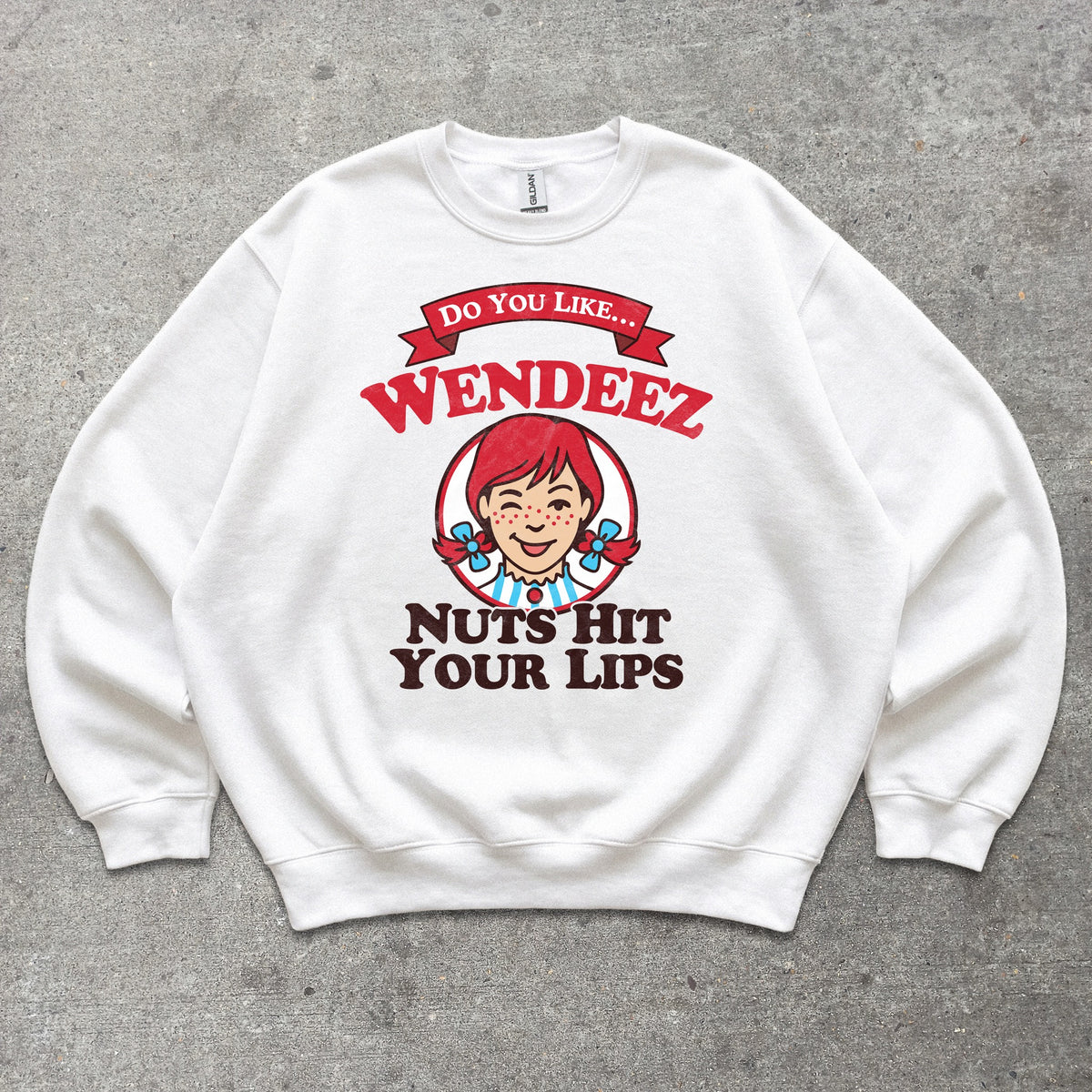 Wendeez Nuts Hit Your Lips Crewneck sweatshirt in White