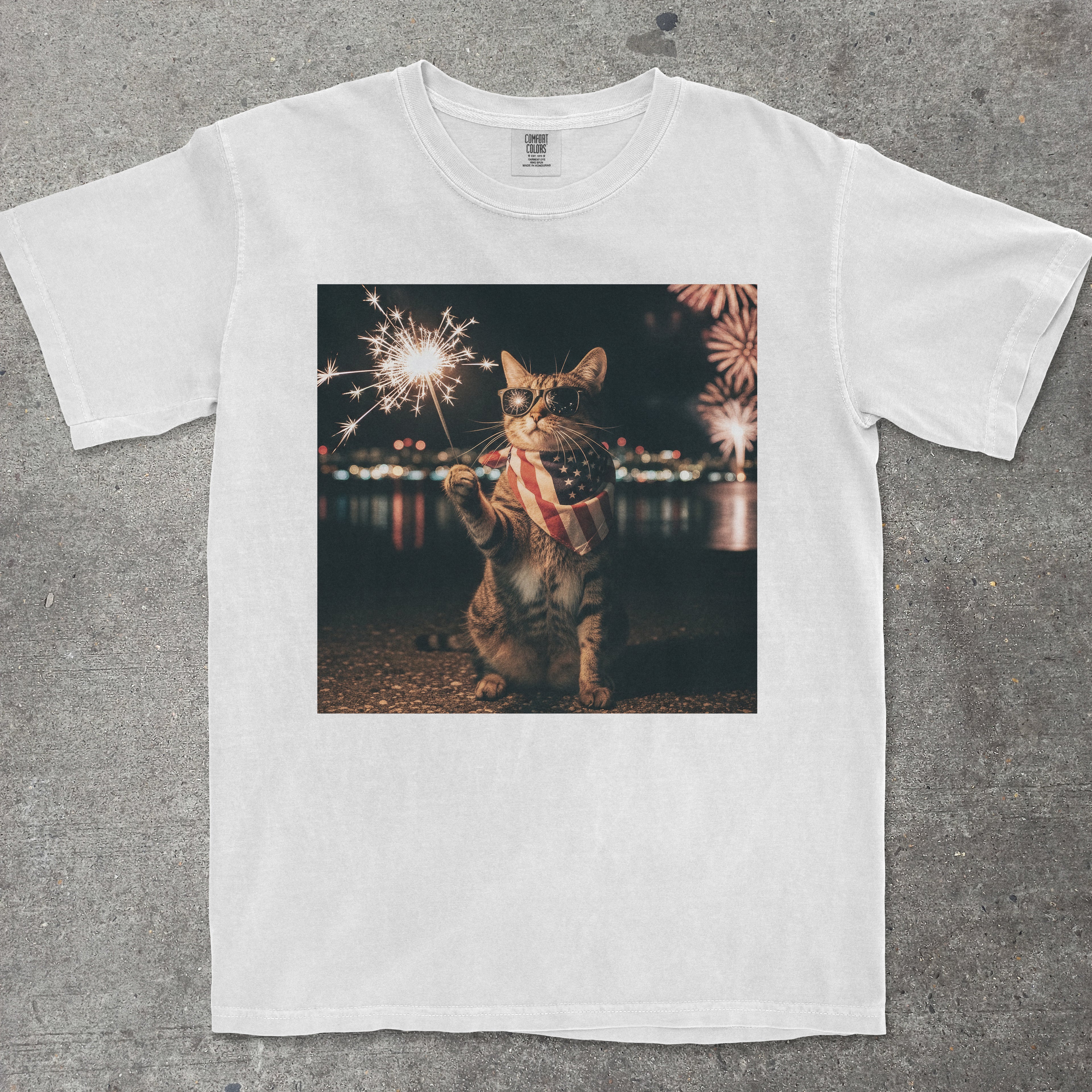 CAT SPARKLER 4TH OF JULY SHIRT